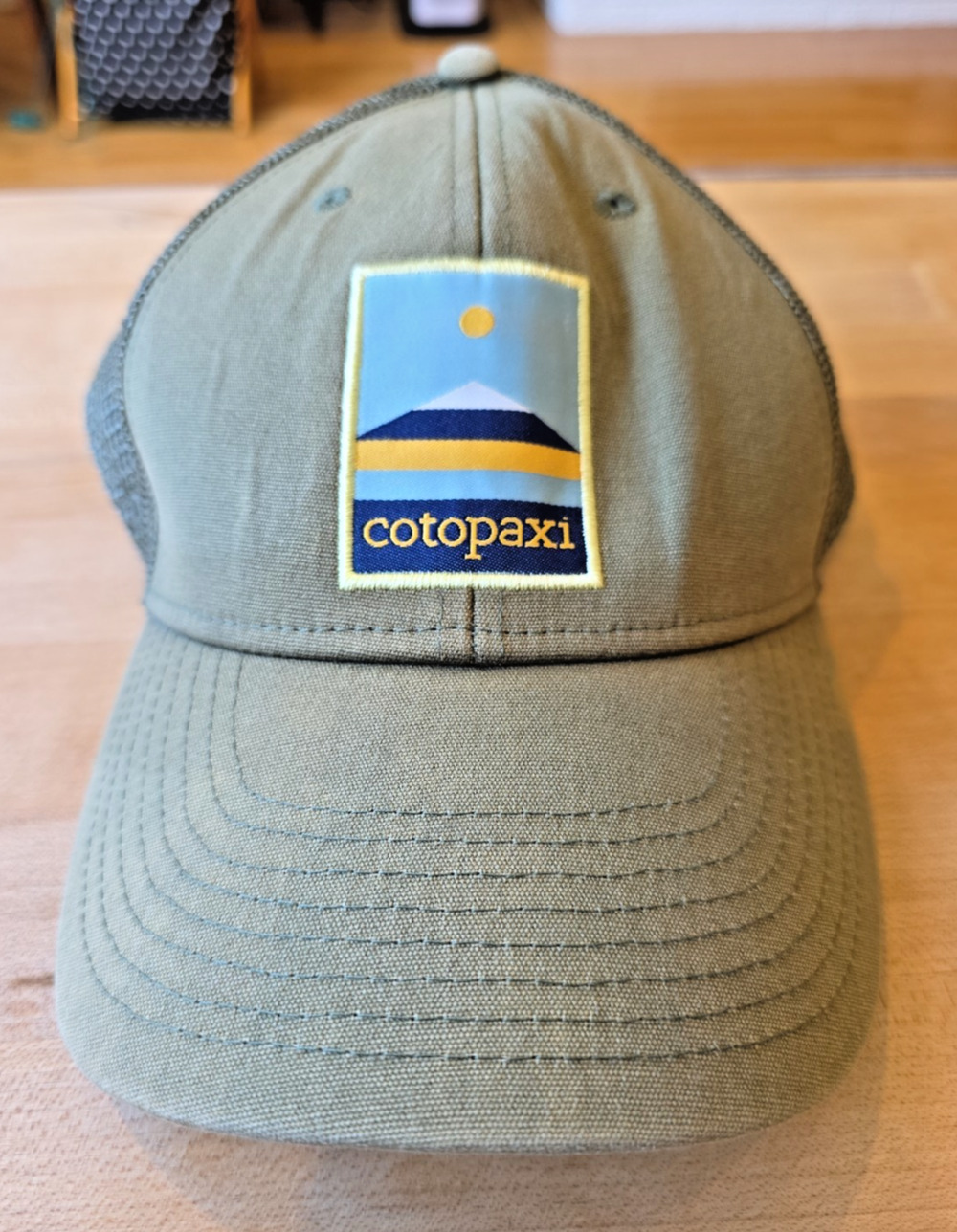 Cotopaxi Trucker Hat Olive Green Mesh Snapback Mountain Patch Outdoor Cap